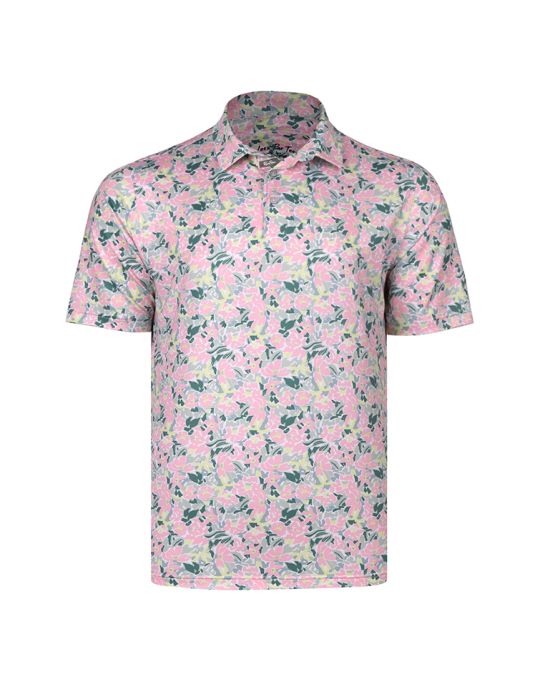 FLORA FADE Tee Time Mulligan Polo Shirt-Blush/Maize/Augusta-XL