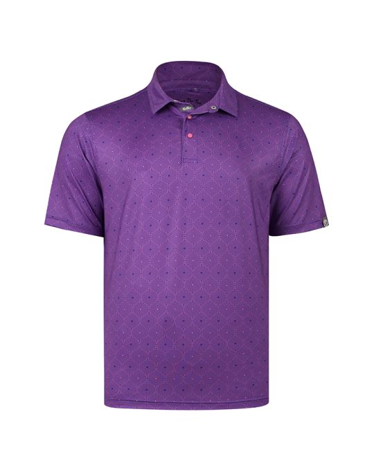 OPTIC CUT Tee Time Mulligan Polo Shirt-Rose/Violet-XL