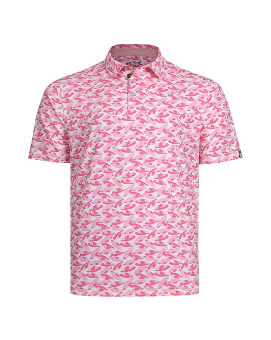 TROPIC SLICE Cool Stroke Polo Shirt-Blush/Snow/Rose/Maize-XL