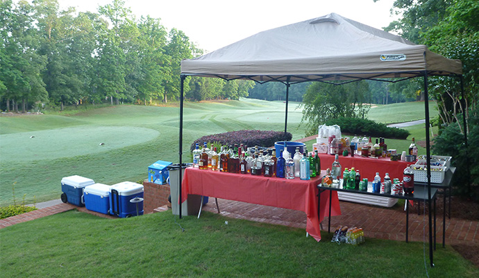 Assorted refreshments inside the Rusty Putter cooler